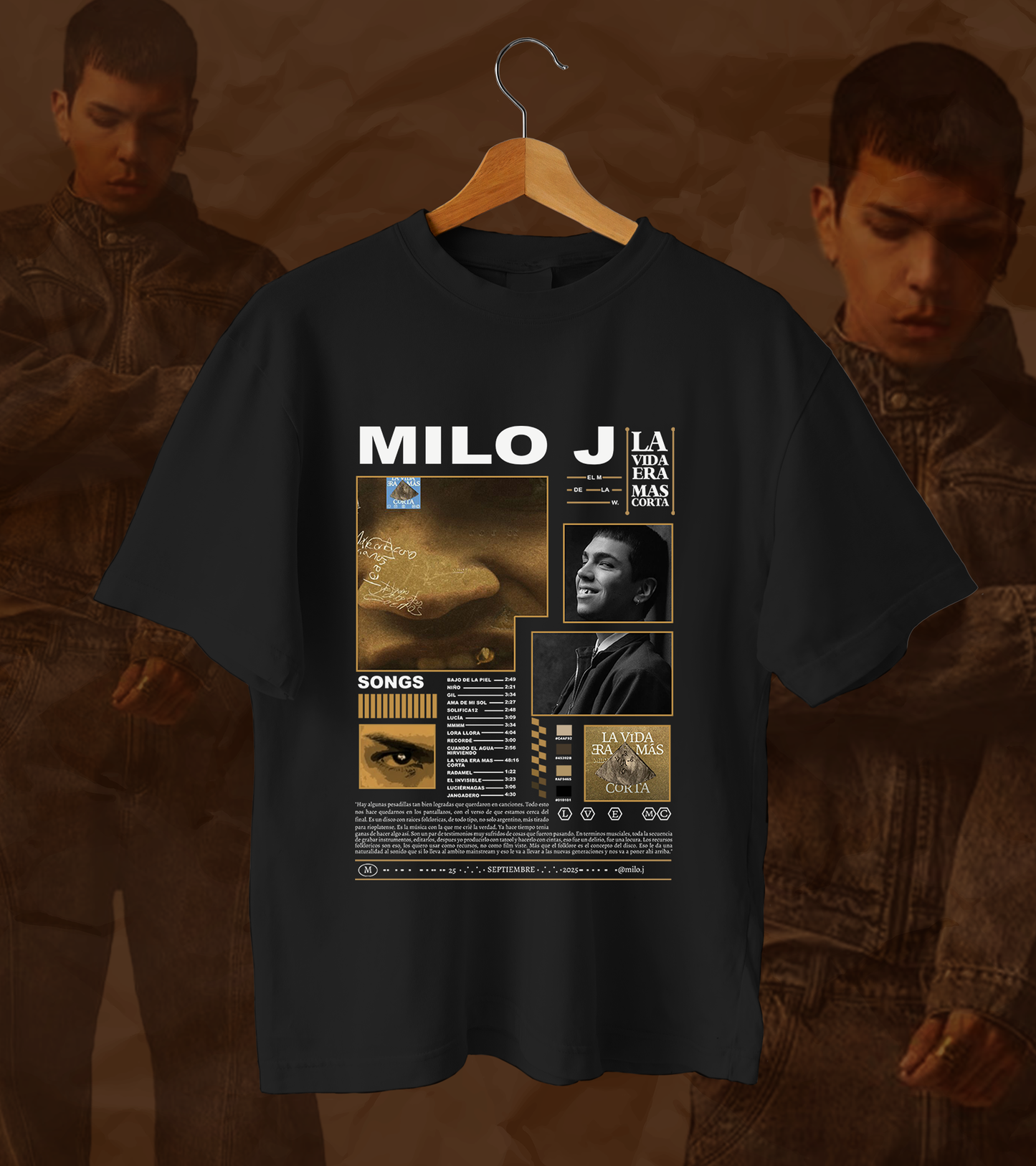 Polera Milo J - Poster negra