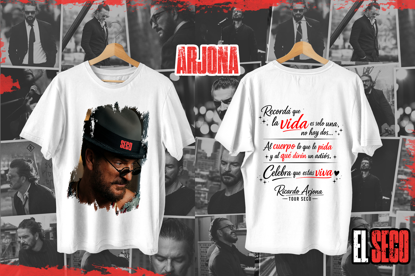 Polera Arjona - Frase espalda, blanca.