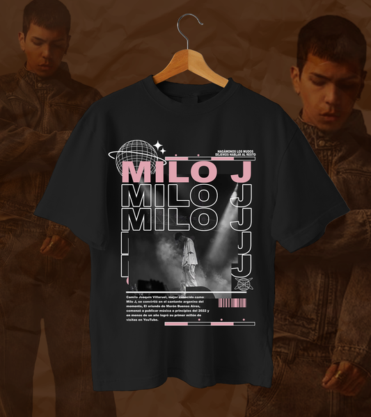 Polera Milo J - Blanco y rosa
